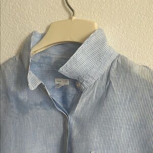 J. Jill Light Blue and White Petite Linen Tunic